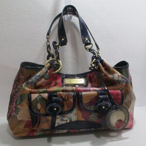 VTG Sharif Originals Floral Patent Leather Handbag Shoulder Bag Purse 14x9x6